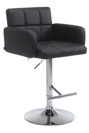 Sgabello Los Angeles in similpelle nero,cromo