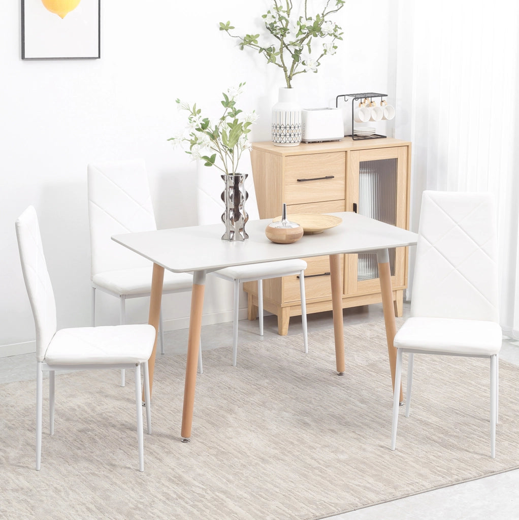 Set di 4 sedie da pranzo bianche imbottite in similpelle