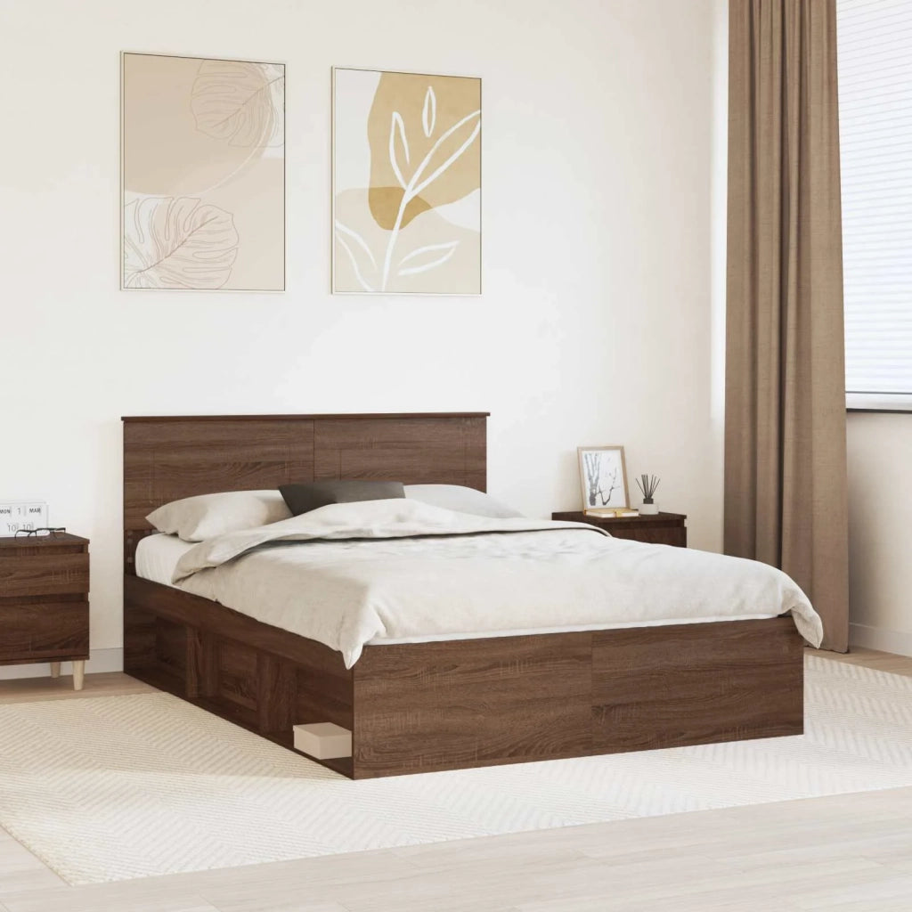 Struttura del letto con testiera Rovere Marrone 140 x 200 cm 3407883