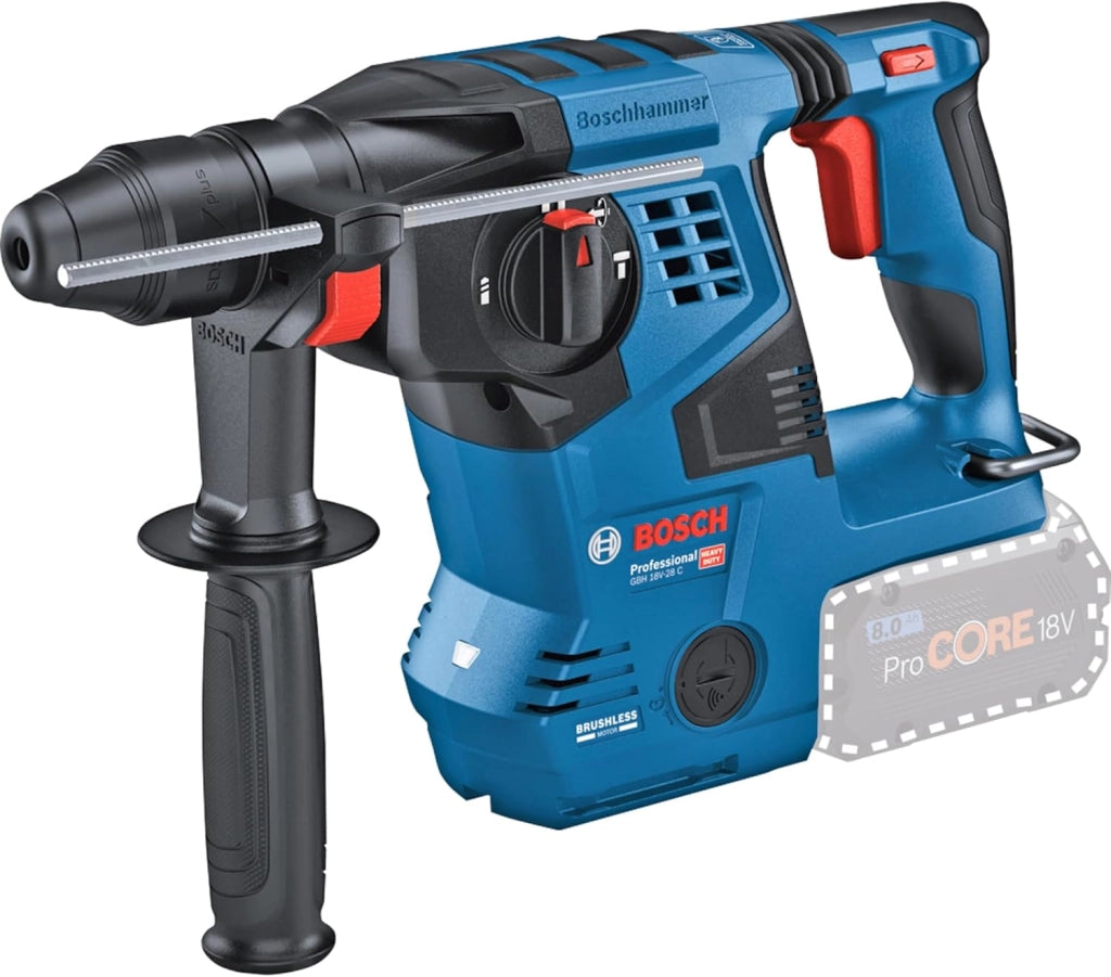 Bosch Professional 18V System martello perforatore a batteria GBH 18V-28 C (incl. impugnatura supplementare tubetto di grasso, inserto L-BOXX, L-BOXX, senza batteria/caricabatteria)
