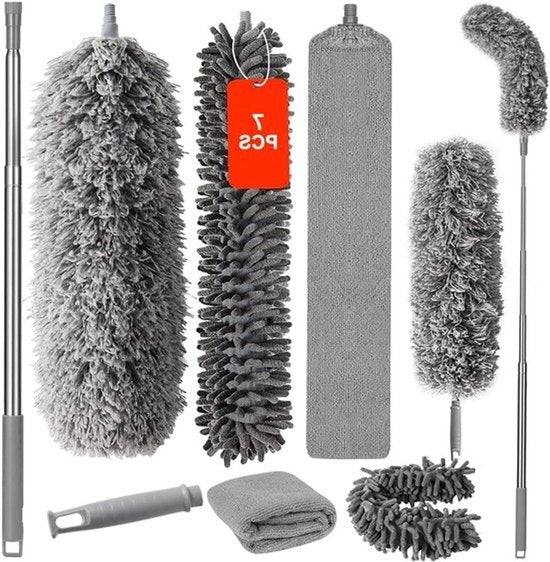 Set di spazzole staccabili per poltrone - 7 pezzi di spazzola pieghevole per angoli di soffitto - set di stracci per poltrone microfibra telescopica