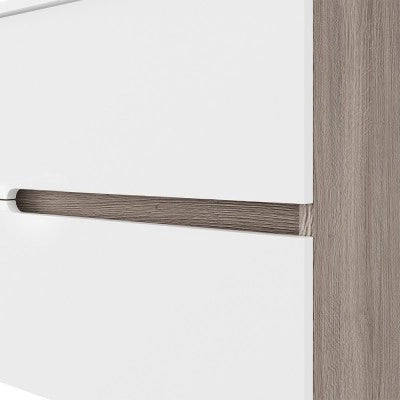 Mobile bagno sospeso 80 rovere grigio e bianco con lavabo e specchio  Eva