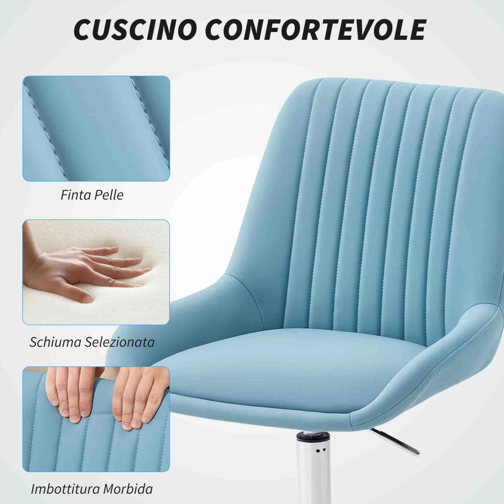 Sedia da Ufficio Regolabile ¨C zephmum ¨C Blu, Schiuma e Acciaio, 52x58x80-90 cm