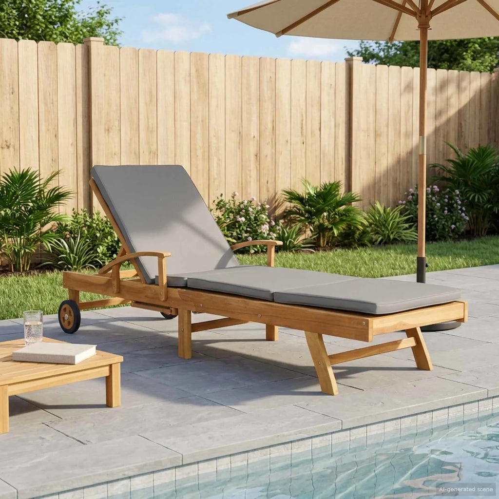 Lettino da sole 100% Poliestere Teak Solido