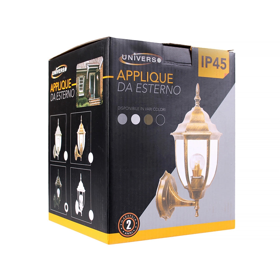 APPLIQUE DA ESTERNO A LANTERNA LAMPADA DA PARETE NERA IP45 CON ATTACCO E27 - ILLUMINAZIONE RETRO