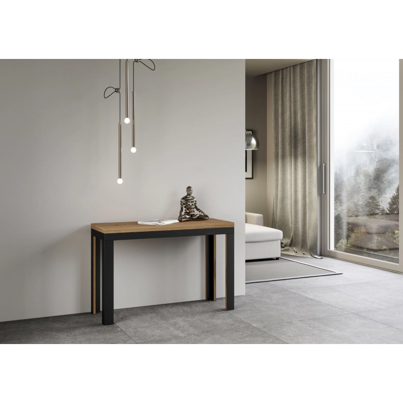 Tavolo apribile 120x45/90 cm Linea Double telaio Antracite - Quercia Natura