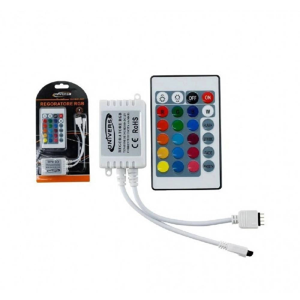 Trade Shop - Regolatore Telecomando Ir 24 Tasti Luce Musica 12v Per Strisce Led Rgb Te-rgb -