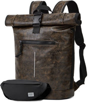 Zaino Rolltop Impermeabile per Uomo e Donna, con Tasca per Laptop 17 Pollici, Grande Zaino Elegante per Ciclismo, Viaggi, Borsa per Scuola, Università, Fodera per Cintura 2 pezzi