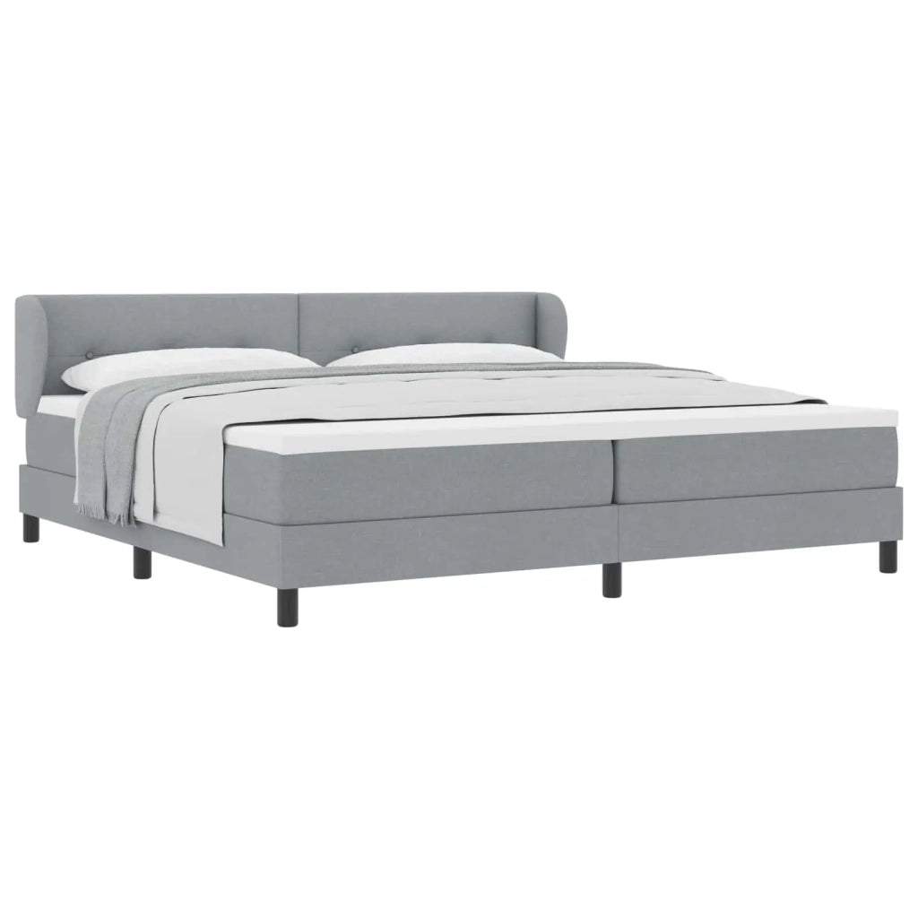Letto a molle con testiera Grigio chiaro 200 x 200 cm Tessuto 3340045