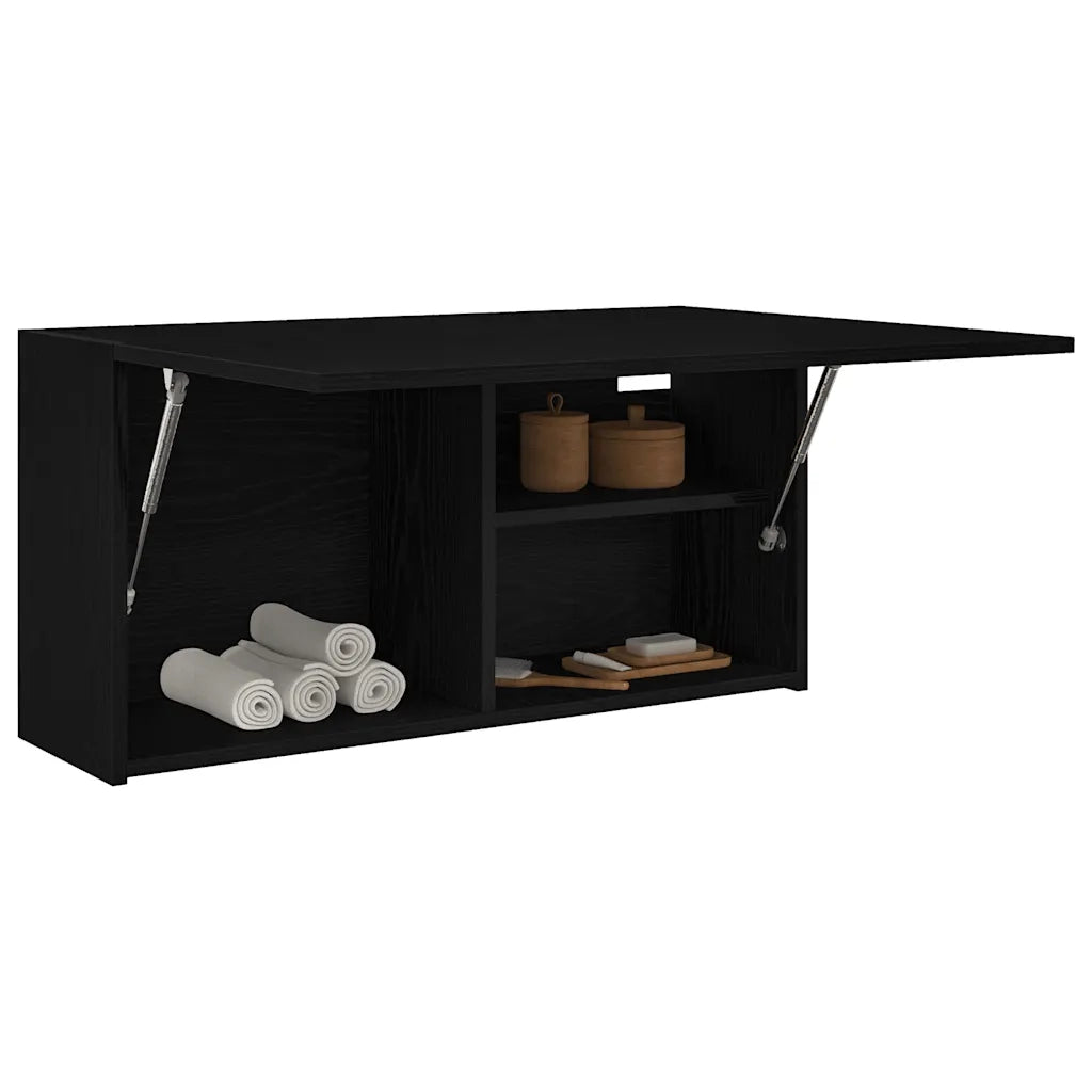 Mobile da Bagno a Parete Nero 80x25x40 cm in Truciolato