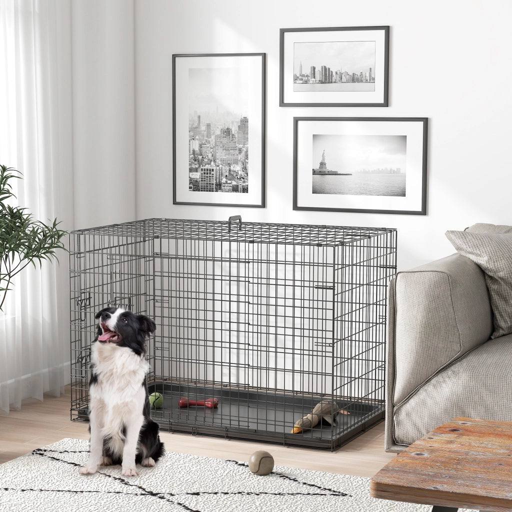 Gabbia per Cani Pieghevole ¨C zephmum ¨C Griglia Acciaio Nero 106x68x76 cm