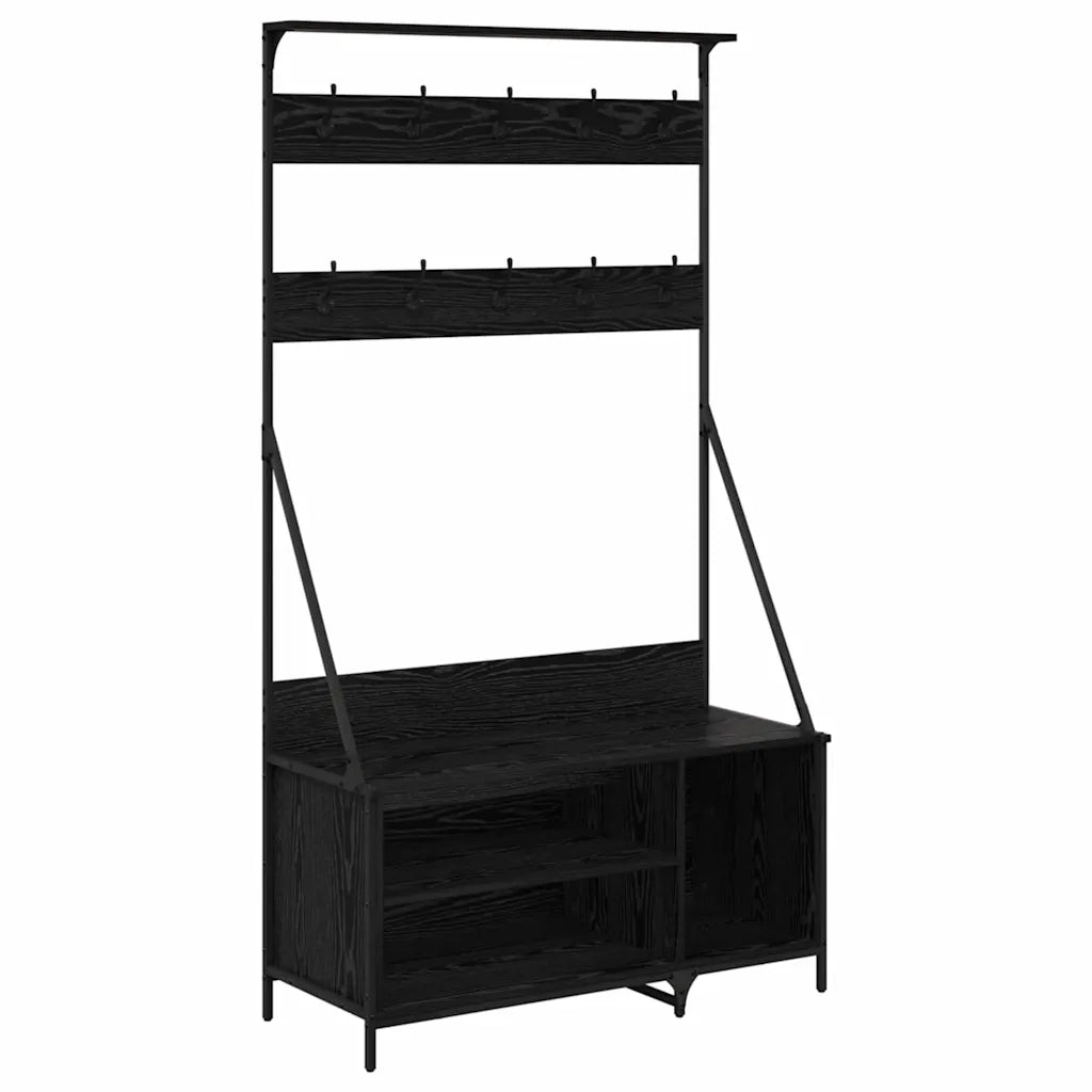Stendibiancheria con lo scaffale Rovere Nero 100 x 41 x 184 cm 882891