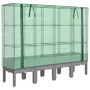 Aiuola rialzata/fioriera con copertura effetto rattan 160 x 40 x 140 cm grigio chiaro 02_0038759