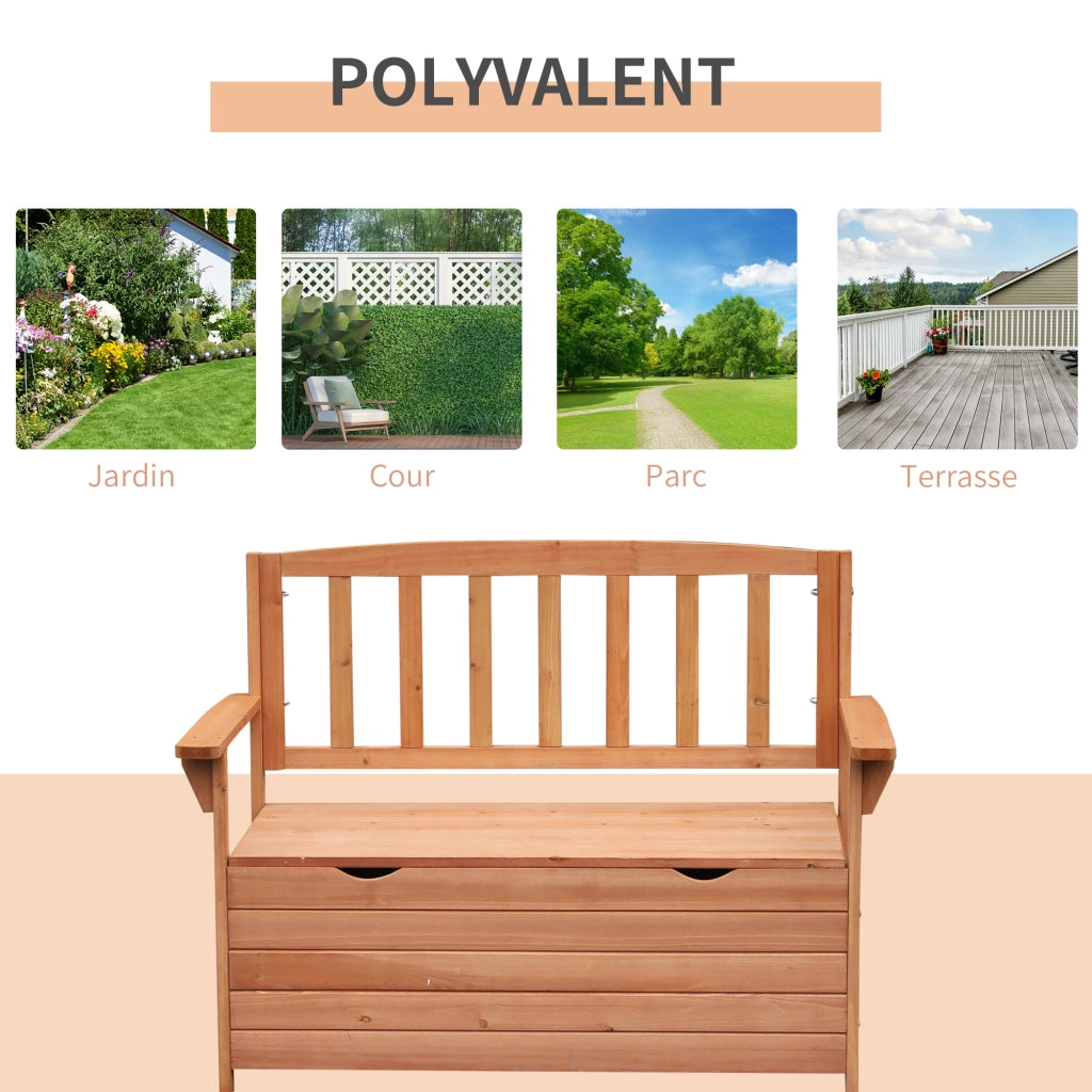 Panchina Giardino Legno Pino con Sedile Portariviste ¨C zephmum ¨C 112x58x84 cm