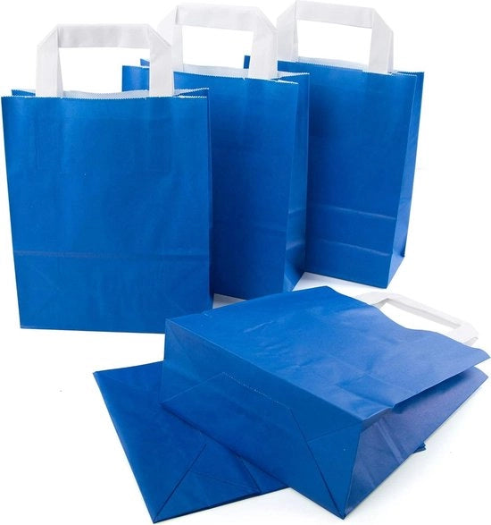 Borse di carta con maniglia - blu reale - 18 x 8 x 22 cm - piccole borse di carta per trasportare