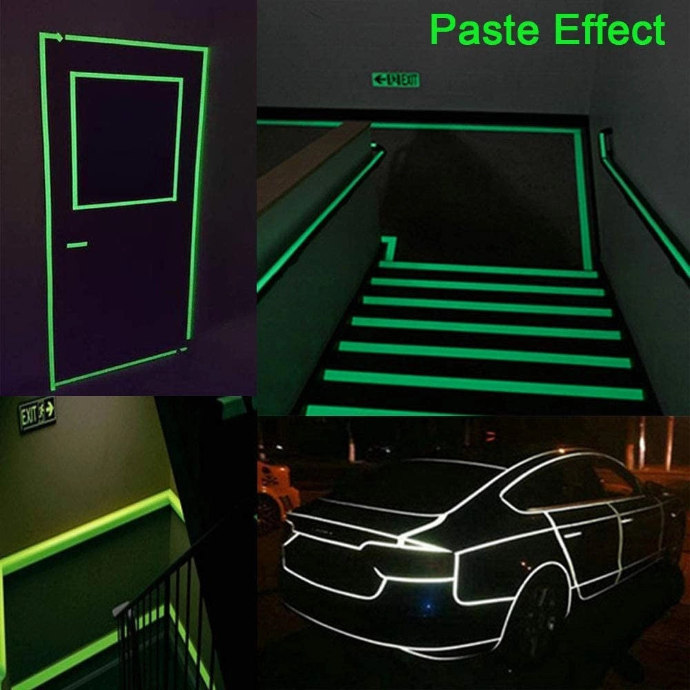 Trade Shop - Nastro Luminoso Adesivo Fluorescente Sicurezza Impermeabile Luce Verde 3mt X 3cm -