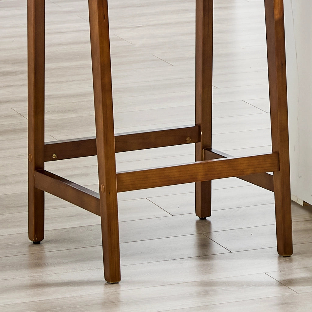 Sgabello da bar set di 2 in legno massiccio con schienale curvo e seduta in corda intrecciata per cucina noce