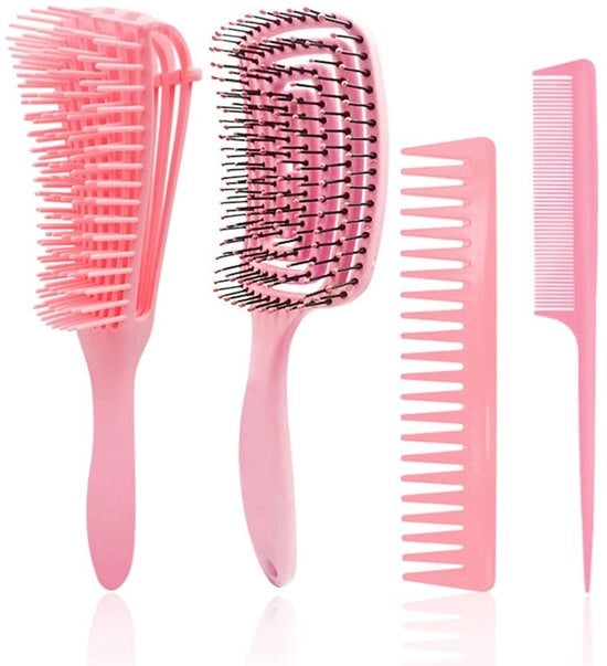 Spazzola per capelli antiscivolo - Tampone largo per capelli ricci - Design ergonomico - Leggero - Sostenibile - Tasche di applicazione moda - Spazzola