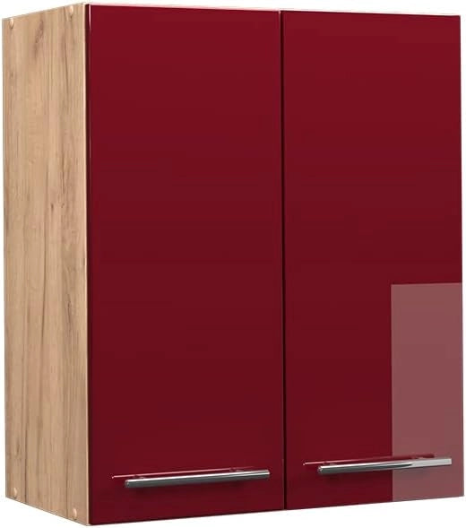 Pensile da cucina Fame-Line, Rosso bordeaux lucido, 60 cm, per la combinazione con altri moduli della serie Fame-Line