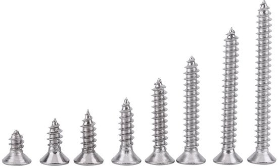 Assortimento di viti 200 pezzi - viti a tappo - acciaio inossidabile - kit di 8 misure - 3 tipi di testa - per legno/metallo - accessori di fissaggio