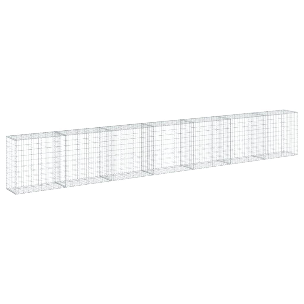 Gabbione recinto a gabbia muro di contenimento con coperchio 700 x 50 x 100 cm ferro zincato argento 02_0040193