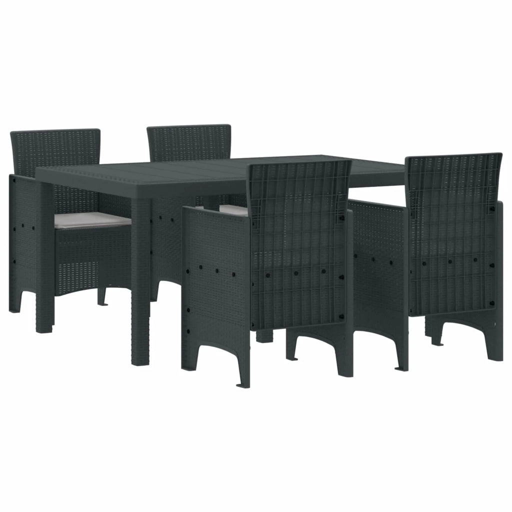 Set da Pranzo per Giardino 5 pcs Antracite Rattan Polt 3378694