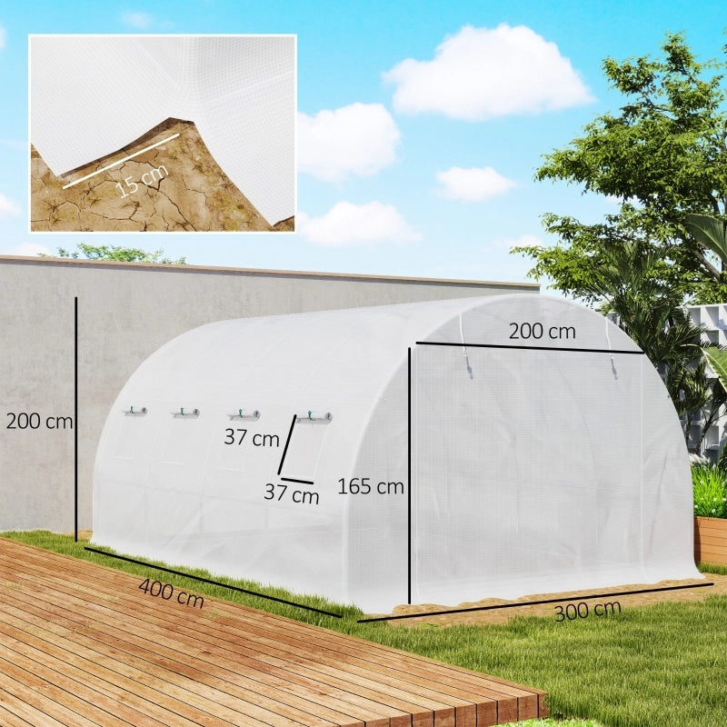 Telo di ricambio per serra, resistente alle intemperie, 400 cm x 300 cm x 200 cm, trasparente, bianco