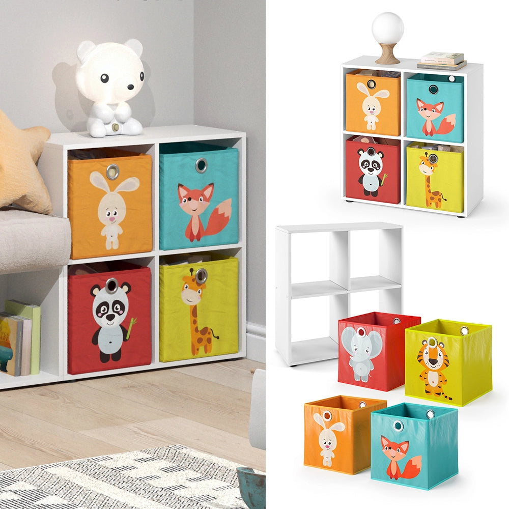 Vicco Libreria bambini Bianco 72.6 x 72 cm con 4 scatole pieghevoli (rosso/giallo)