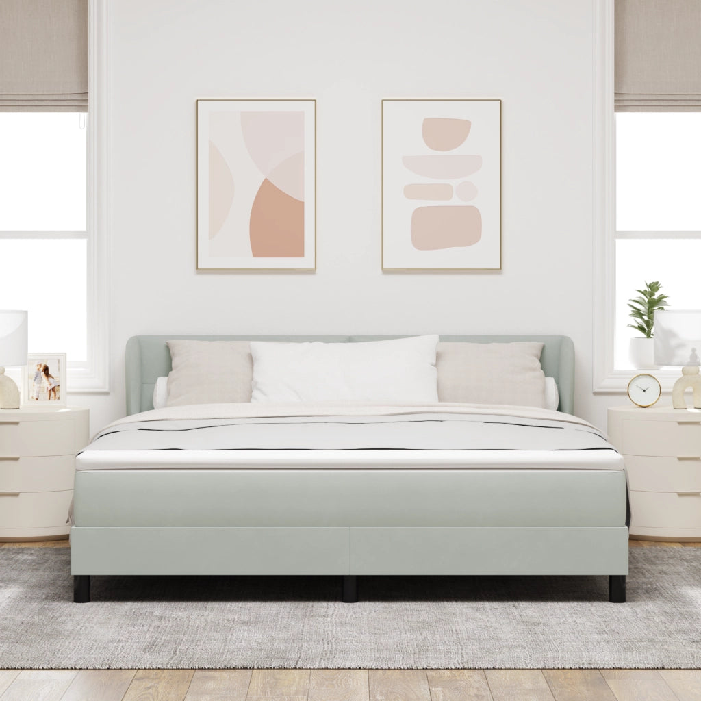Letto Box Spring  con Materasso Grigio Chiaro 180x200 cm Velluto