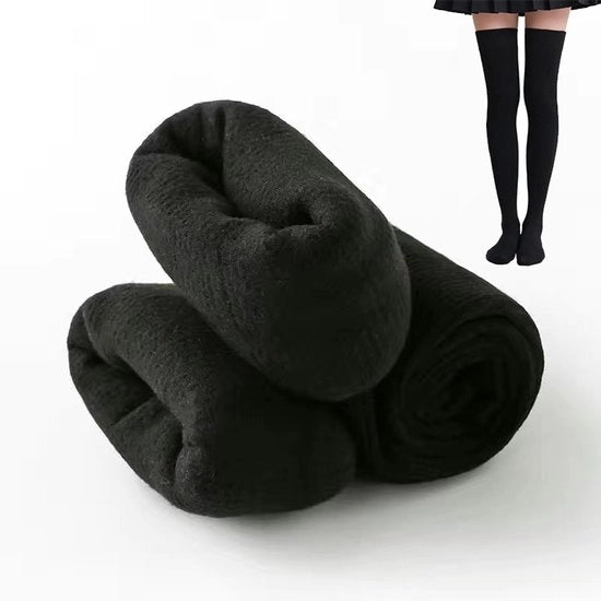 2-pack calze da donna fino alla ginocchia, imbottiti con pelo di velluto per calore, morbidi e respiranti, con compressione leggera per effetto slanciante e definitorio, 53cm, Nero