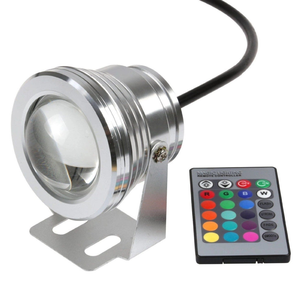 Trade Shop - Faro Faretto Led Orientabile Calda Fredda Rgb 10 Watt Cob 12 Volt Ip 65 Luce - -rgb      -
