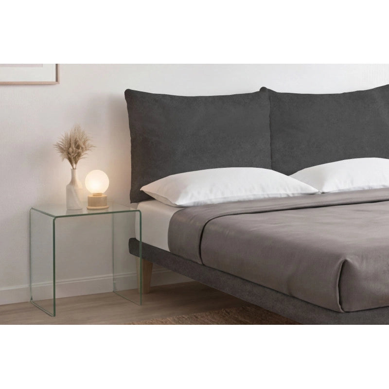 Letto imbottito Matrimoniale 180x190 cm Soft - Con rete,Microfibra,Grigio