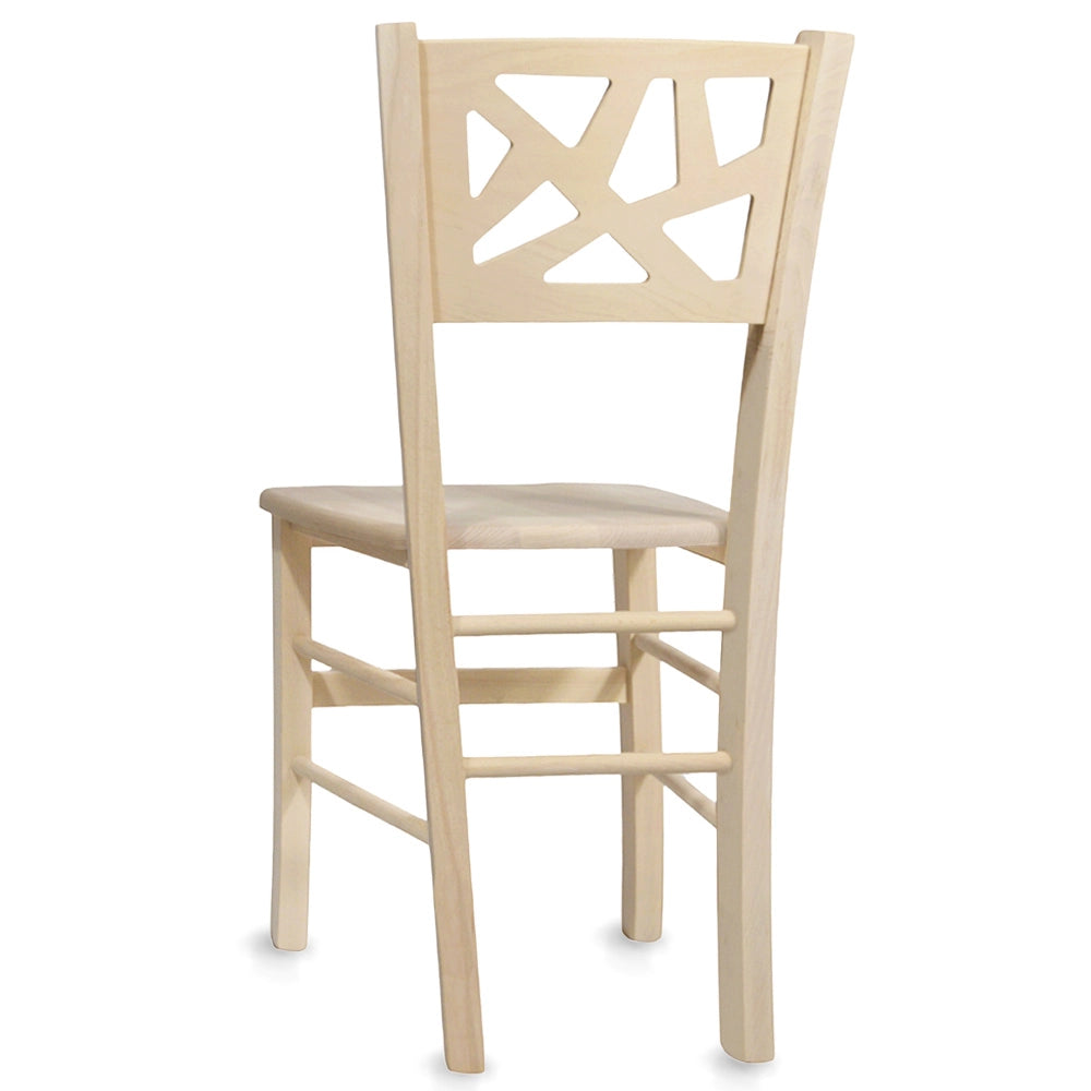 Sedia da sala da pranzo Sissy in legno grezzo da dipingere con seduta massello