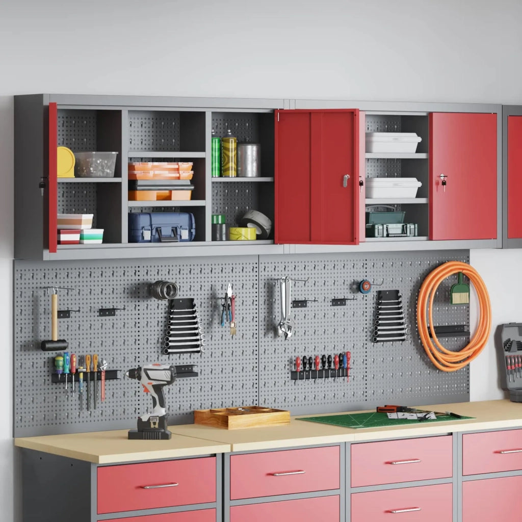 Set di armadi per attrezzi con lo scaffale 6 pcs Rosso 3321409