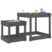 Tavoli Sabbiere 2 pz Grigi in Legno Massello di Pino 825053