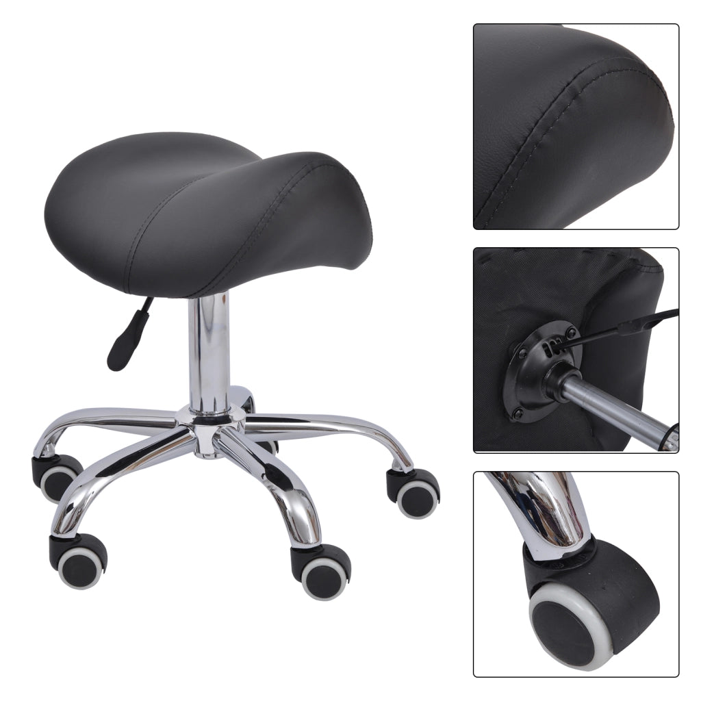 Sgabello con Ruote e Altezza Regolabile per Estetista ¨C Zephmum ¨C Nero 52x53x49-61 cm