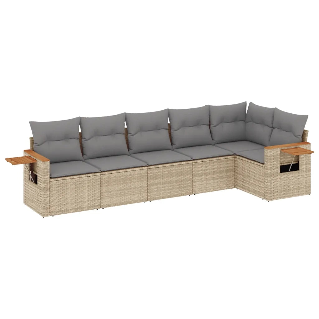 Set Divano da Giardino 6 pz con Cuscini Beige in Polyrattan 3259231