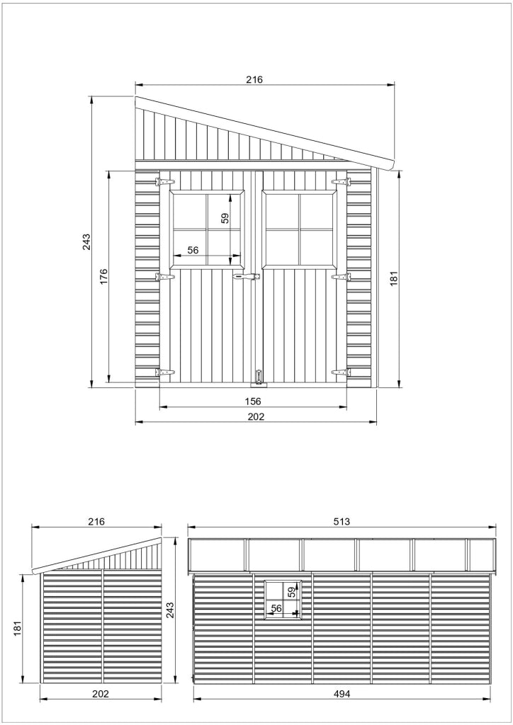 Casa da giardino in legno (con parete laterale) - 10,1 m?² - TIMBELA M341A
