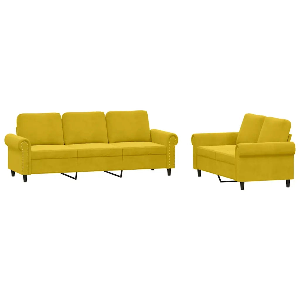 Set di Divani 2 pz con Cuscini giallo in Velluto 3202256