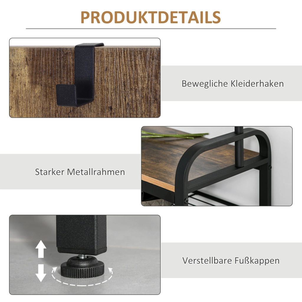 Appendiabiti con scaffale per scarpe ¨C zephmum ¨C MDF nero 72x34x185 cm