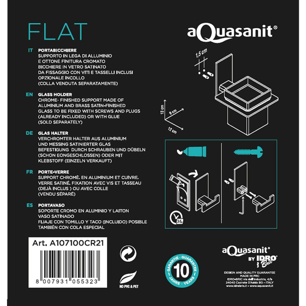 Porta bicchiere serie flat - fissaggio ad incollo o con viti