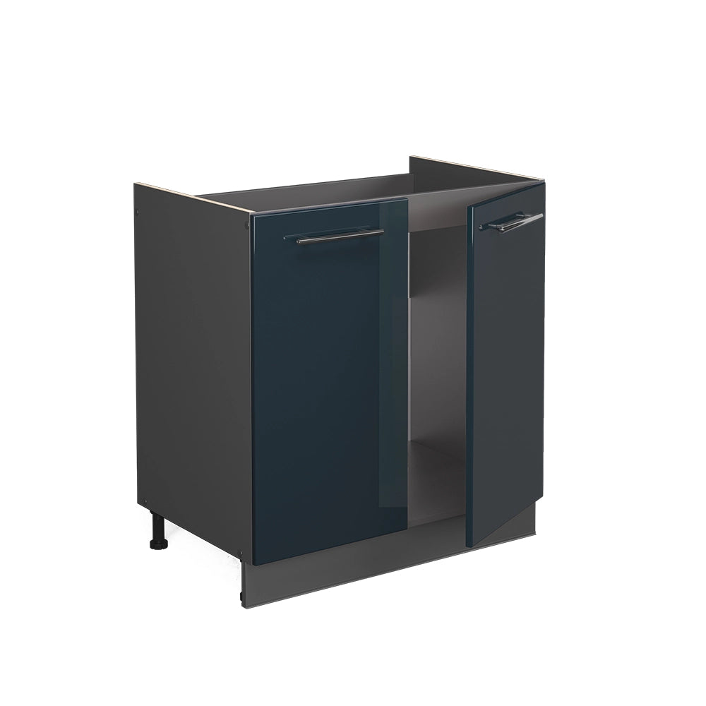Mobile lavello cucina Fame-Line Blu scuro lucido/Antracite 80 cm, PL Antracite Vicco