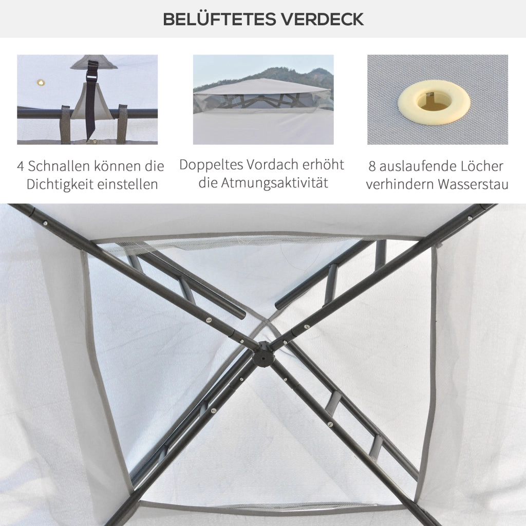 Gazebo Da Giardino – 294 x 294 Cm – Poliestere – Grigio Antracite – 4 Pareti Con Rete Antinsetti