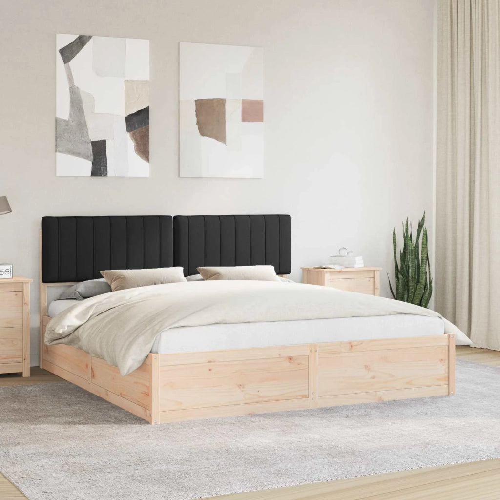 Letto con Testiera Rivestita Nero 180 x 200 cm Pino massello 3398216