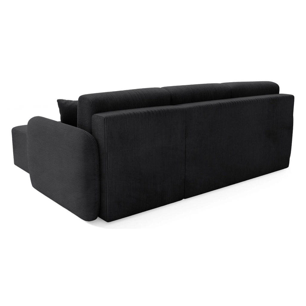 Ranco, Divano Letto con Penisola Contenitore, 245x185 cm Nero