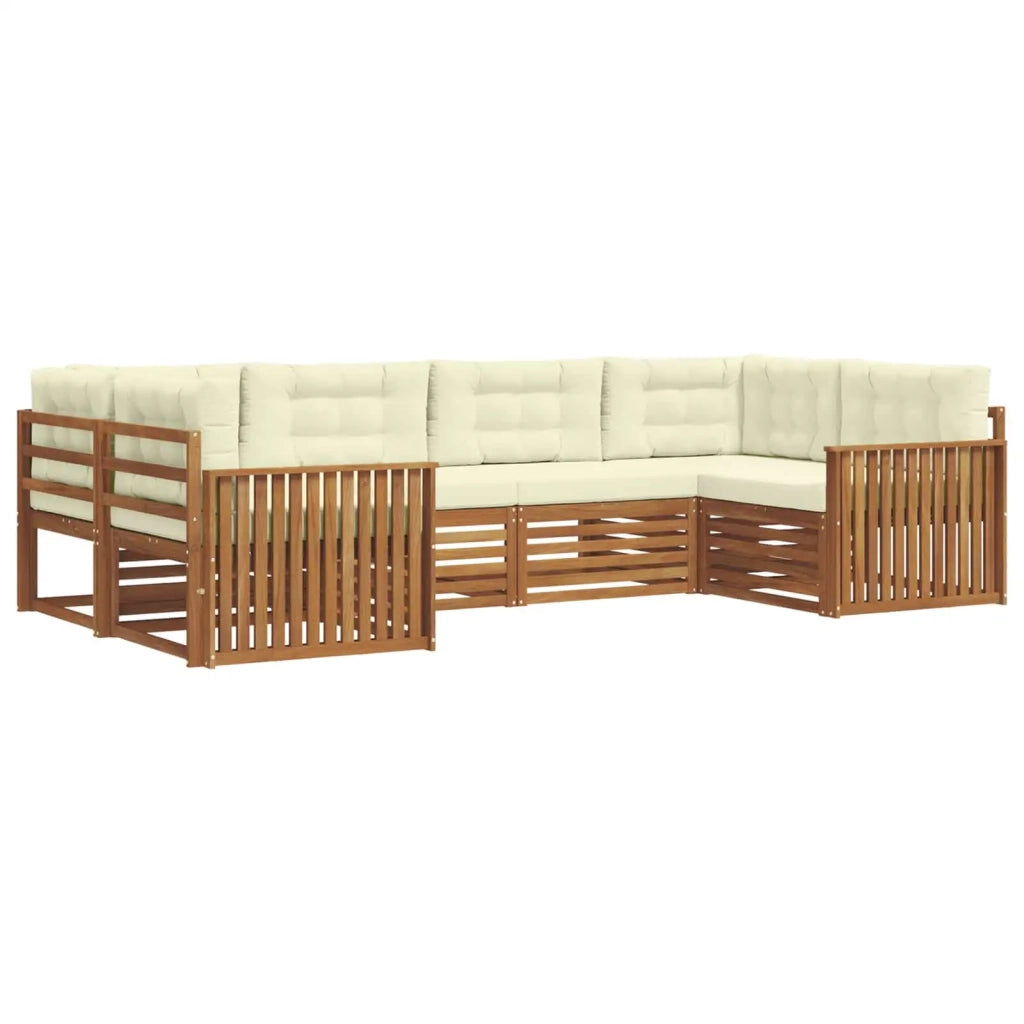 Set di divani da esterno con cuscino 6 pcs Naturale e Crema 3374015