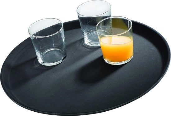 Piatto da tavolo in fibra di vetro, piatto da tavolo nero, piatto da tavolo in GFK con superficie antiscivolo, Ø 27,5 x altezza 2 cm, nero