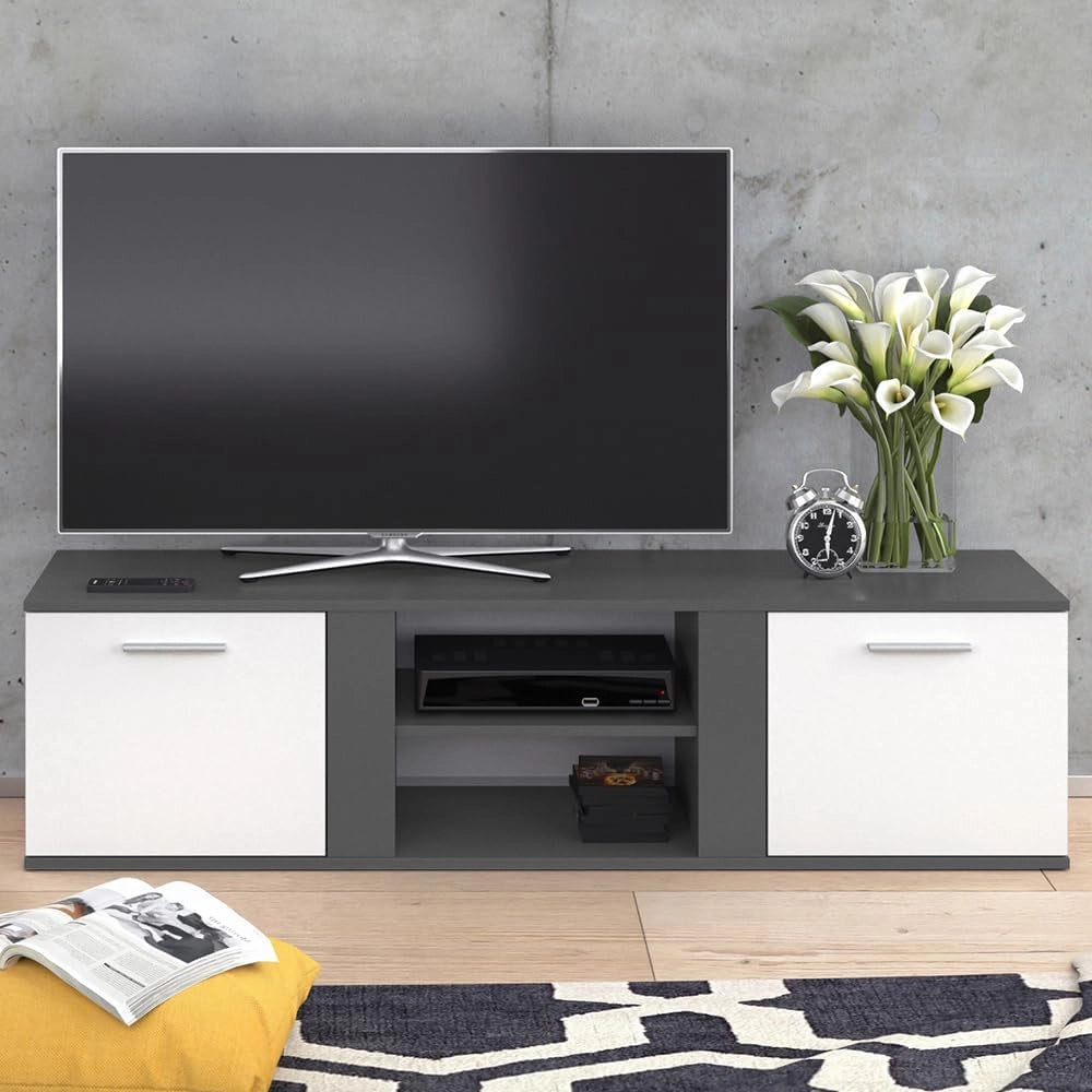 Mobile tv Novelli, Antracite, 155 x 41 cm, per l'utilizzo come mobile TV con più ripiani