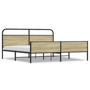 Letto matrimoniale | Letto per adulti | Giroletto senza Materaso in Metallo Rovere Sonoma 180x200 cm