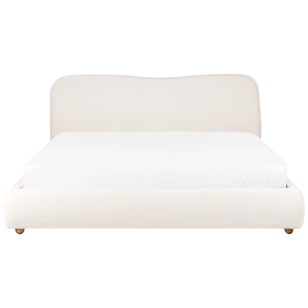 Letto contenitore Bianco Boucle Poliestere Tessuto 180 x 200 cm Design moderno e minimalista